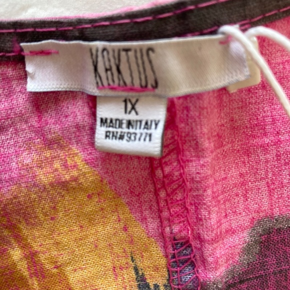 KAKTUS Plus Made In Italy Linen Brush Stroke Dress - Picture 10 of 15